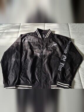 Selena Black Varsity-Style Bomber Jacket for Men